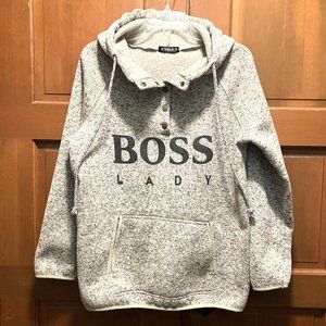 NWOT Sheilay Grey Marle  BOSS LADY 5 Snap  Pullover Hoodie w/Raglan sleeves